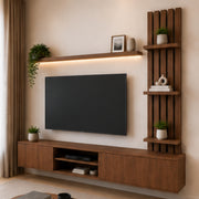 Mueble para TV Oasis Lambrin 160 cm con Repisa LED en Nogal