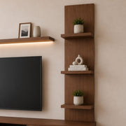 Mueble para TV 160 cm con Repisa LED y Estante Lateral | Oasis Nogal